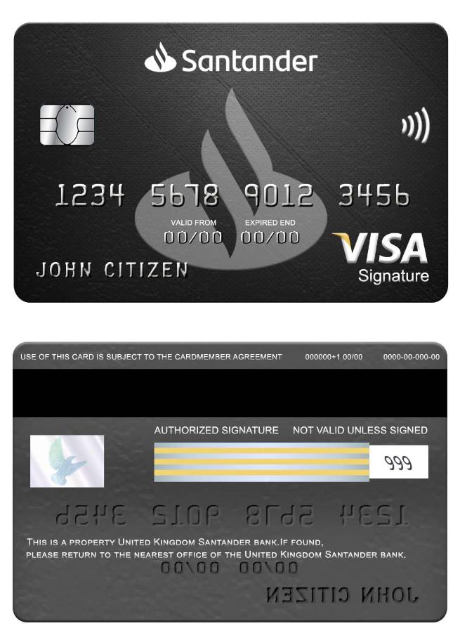 United Kingdom Santander bank visa signature card